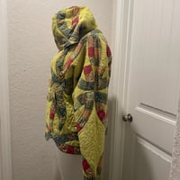 Image 3 of Upcycled Oversized Vintage Wedding Ring Quilt Hoodie Handmade Hand Dyed