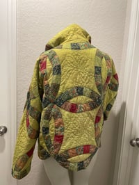 Image 5 of Upcycled Oversized Vintage Wedding Ring Quilt Hoodie Handmade Hand Dyed