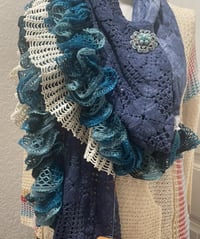 Handmade BOHO SHABBY CHIC Upcycled vintage lace doilies 107 inch scarf