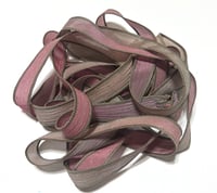 Image 2 of 1PC. ROSEY TAUPE 42" hand dyed wrist wrap bracelet silk ribbon//Yoga wrist wrap bracelet ribbon
