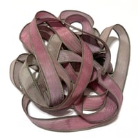 Image 7 of 1PC. ROSEY TAUPE 42" hand dyed wrist wrap bracelet silk ribbon//Yoga wrist wrap bracelet ribbon