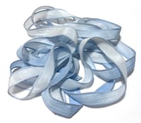 Image 4 of 1PC. WEDGEWOOD OMBRE 42" hand dyed wrist wrap bracelet silk ribbon//Yoga wrist wrap bracelet ribbon