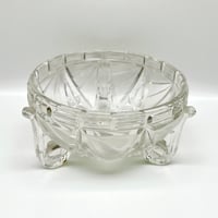 Image 3 of Saladier en verre cristallin tripode ancien Art Déco - Cristallerie Libochovice, Tchécoslovaquie 