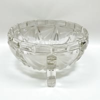 Image 6 of Saladier en verre cristallin tripode ancien Art Déco - Cristallerie Libochovice, Tchécoslovaquie 
