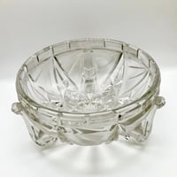 Image 7 of Saladier en verre cristallin tripode ancien Art Déco - Cristallerie Libochovice, Tchécoslovaquie 