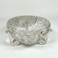 Image 1 of Saladier en verre cristallin tripode ancien Art Déco - Cristallerie Libochovice, Tchécoslovaquie 