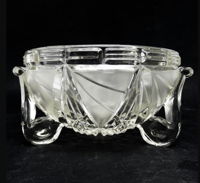 Image 2 of Saladier en verre cristallin tripode ancien Art Déco - Cristallerie Libochovice, Tchécoslovaquie 