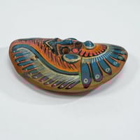 Image 3 of Petit masque mexicain vintage en terre cuite peint à la main . Années 70 - 80