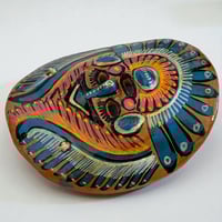 Image 5 of Petit masque mexicain vintage en terre cuite peint à la main . Années 70 - 80