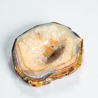 Image 1 of Vide-poche en tranche d'agate cristal bleu vintage 1960 cendrier 