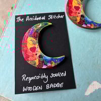 Crescent Moon Wood Pin