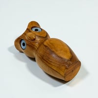 Image 9 of Hibou ou chouette porte piques à cocktail en bois d'olivier - brochettes apéro années 60