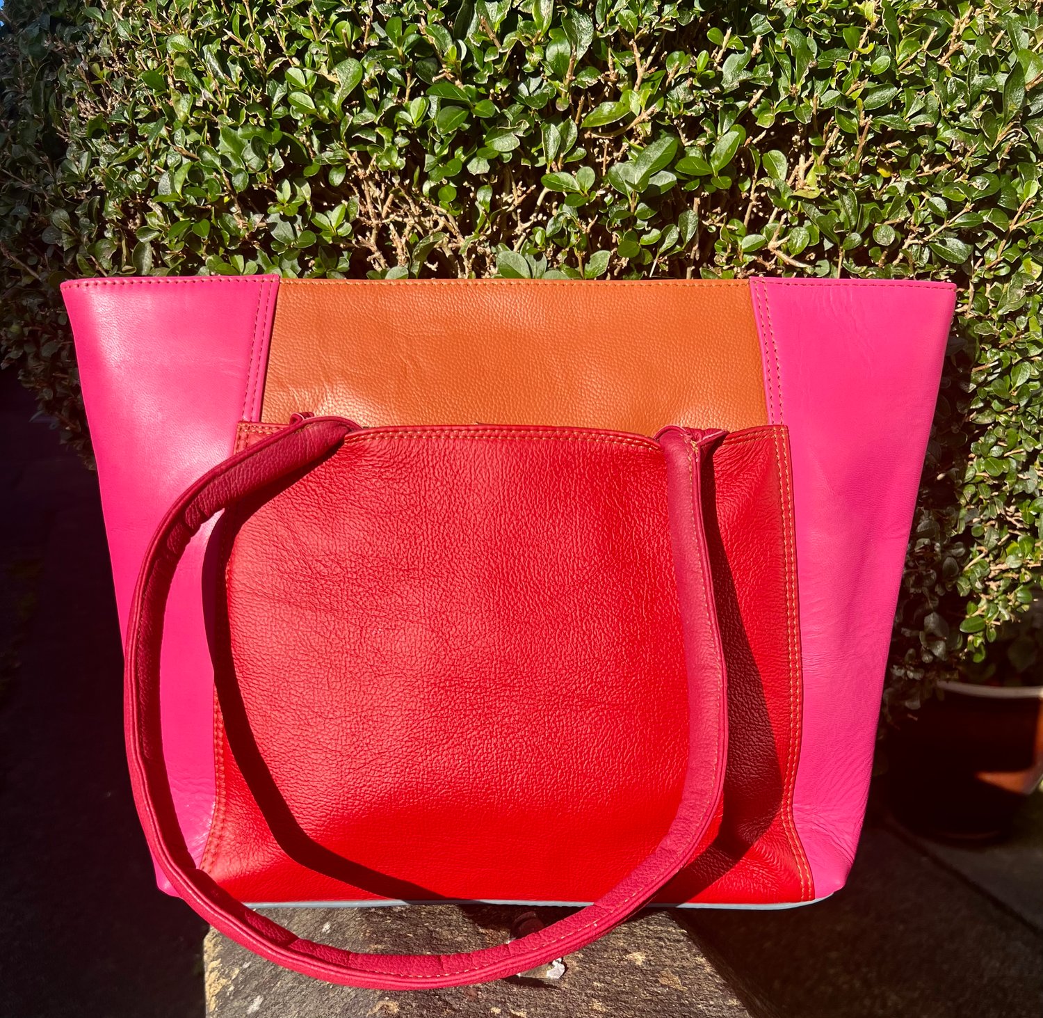 Image of Harlequin Collection - Large Leather Recycled Tote# LT3