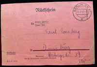 Image 1 of WW2 (Nazi Germany) Circulated Post Office Return Receipt