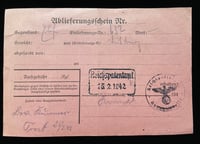 Image 2 of WW2 (Nazi Germany) Circulated Post Office Return Receipt