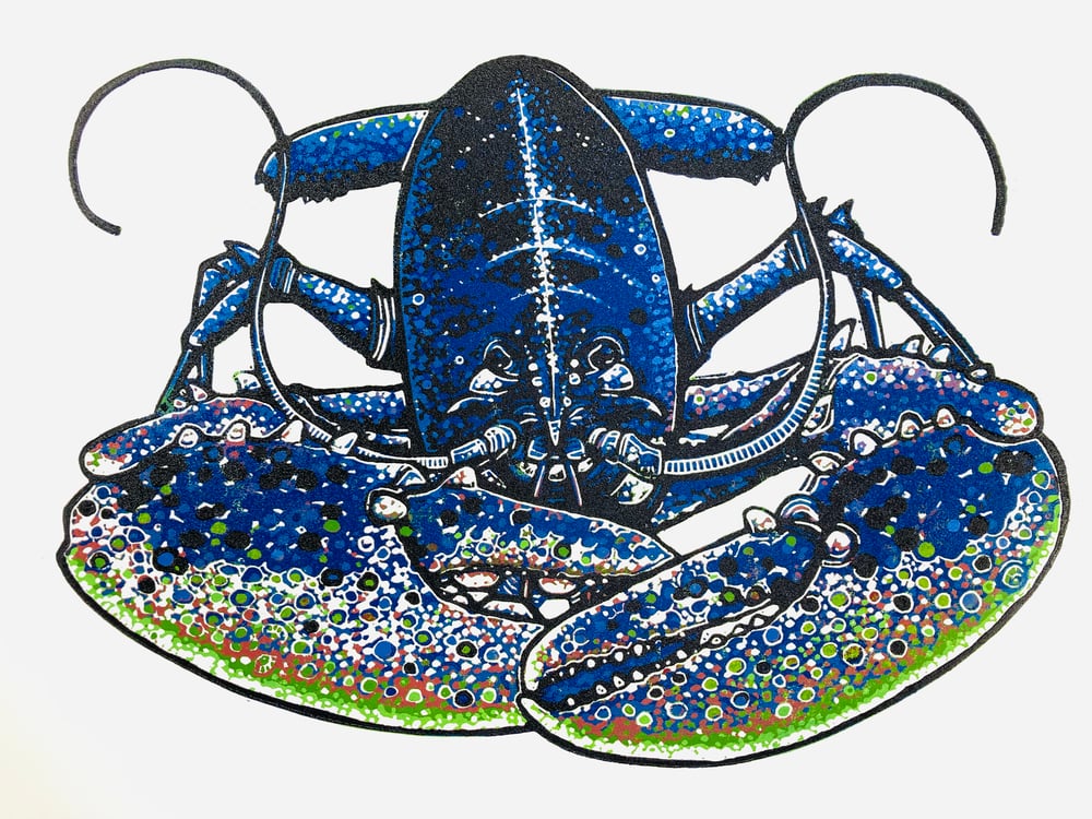 Lobster linocut print