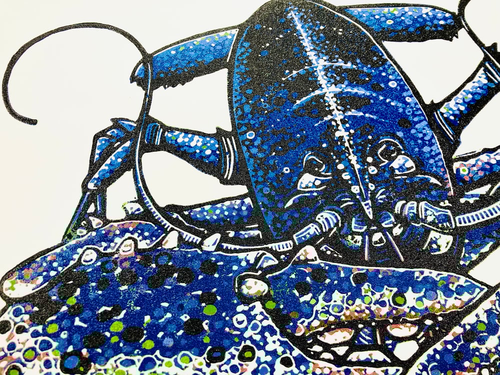 Lobster linocut print
