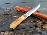 Image 3 of Puukko 14c28n Salami carvings Birch Burl Handle