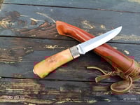 Image 4 of Puukko 14c28n Salami carvings Birch Burl Handle