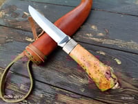 Image 5 of Puukko 14c28n Salami carvings Birch Burl Handle