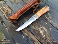 Image 10 of Puukko 14c28n Salami carvings Birch Burl Handle