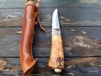 Image 12 of Puukko 14c28n Salami carvings Birch Burl Handle