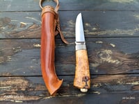 Image 13 of Puukko 14c28n Salami carvings Birch Burl Handle
