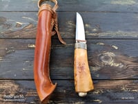 Image 14 of Puukko 14c28n Salami carvings Birch Burl Handle
