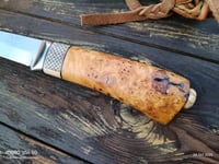 Image 18 of Puukko 14c28n Salami carvings Birch Burl Handle