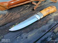 Image 20 of Puukko 14c28n Salami carvings Birch Burl Handle