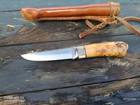 Image 21 of Puukko 14c28n Salami carvings Birch Burl Handle