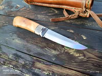 Image 22 of Puukko 14c28n Salami carvings Birch Burl Handle