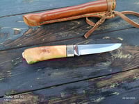 Image 24 of Puukko 14c28n Salami carvings Birch Burl Handle
