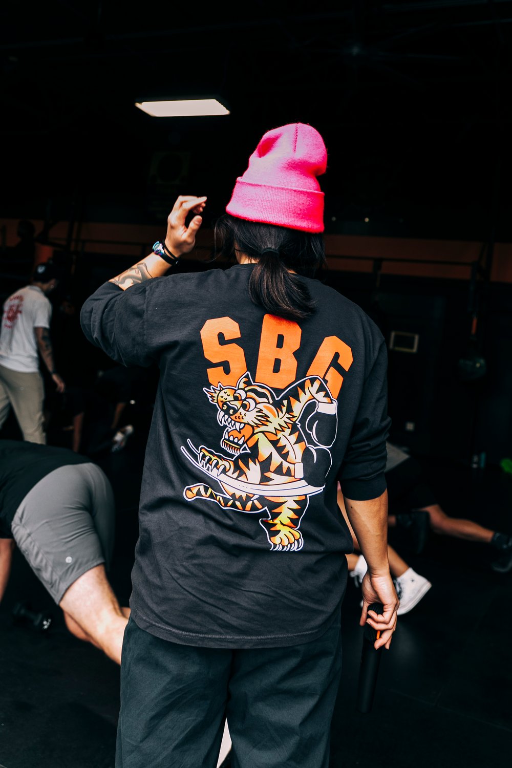 Black Long Sleeve Tee w/ Fighting Tiger 