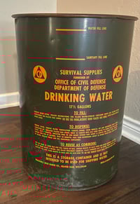 Image 1 of Cold War (USA) 1963 Civil Defense (Fallout Shelter) Drinking Water Survival Barrel