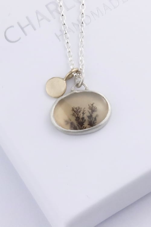Image of Dendritic agate and 9ct gold tag necklace
