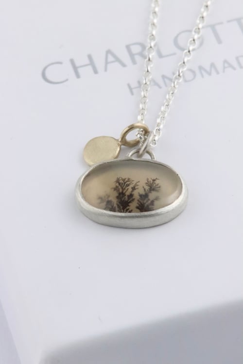 Image of Dendritic agate and 9ct gold tag necklace