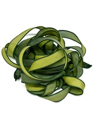 Image 1 of 1PC. AVOCADO 42" Hand Dyed Finished Edge Silk Wrist Wrap Bracelet/Jewelry/Craft Ribbons