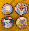Hand painted wood slice ornaments (lot to choose from!)