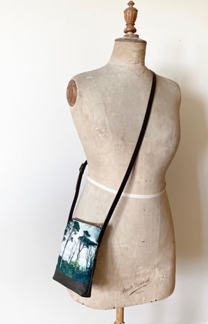 Image of Scots pine, crossbody velvet and waxed canvas phone bag