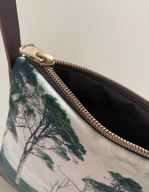 Image of Scots pine, crossbody velvet and waxed canvas phone bag