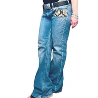 Image 5 of Women Levis jean Vintage 2008 Rare Custom Reworked 70s Bohemian low rise boot cut SZ 10 M.