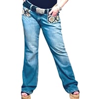 Image 2 of Women Levis jean Vintage 2008 Rare Custom Reworked 70s Bohemian low rise boot cut SZ 10 M.