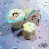 Image 4 of Birthday Bash Silicone Squishy Pudding Cup Charm