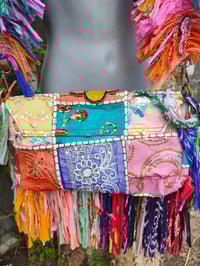 Image 14 of FRILL body cross Sari bag with ruffle -large detachable strap- Hamsa Hand 1