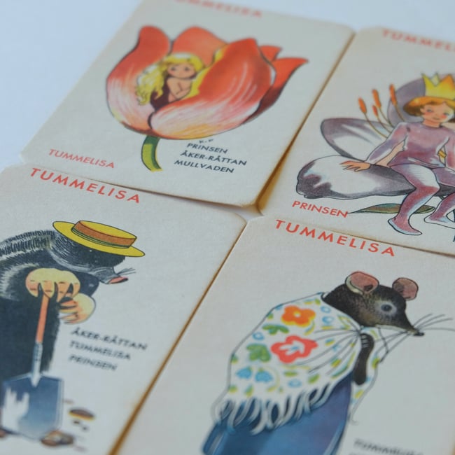 Set of 4 Vintage Playing Cards - Thumbelina 