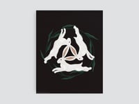 Image 1 of White Rabbits Folk Art Print