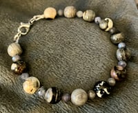 Image 1 of Black Silver Leaf Jasper & Faceted Tanzanite - Size 7.0