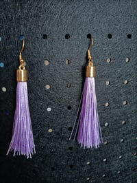 Image 1 of Lilac Tassel Earrings  – Elegant Boho Earrings for Women | Lightweight Statement Jewe