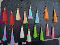 Image 2 of Bold Red Tassel Earrings with Gold Hoops – Statement Boho Chic Jewelry for Women